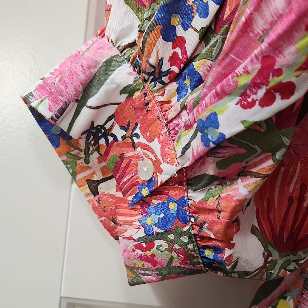 entro Pink Floral Puff-Sleeve Blouse - Picture 6 of 12